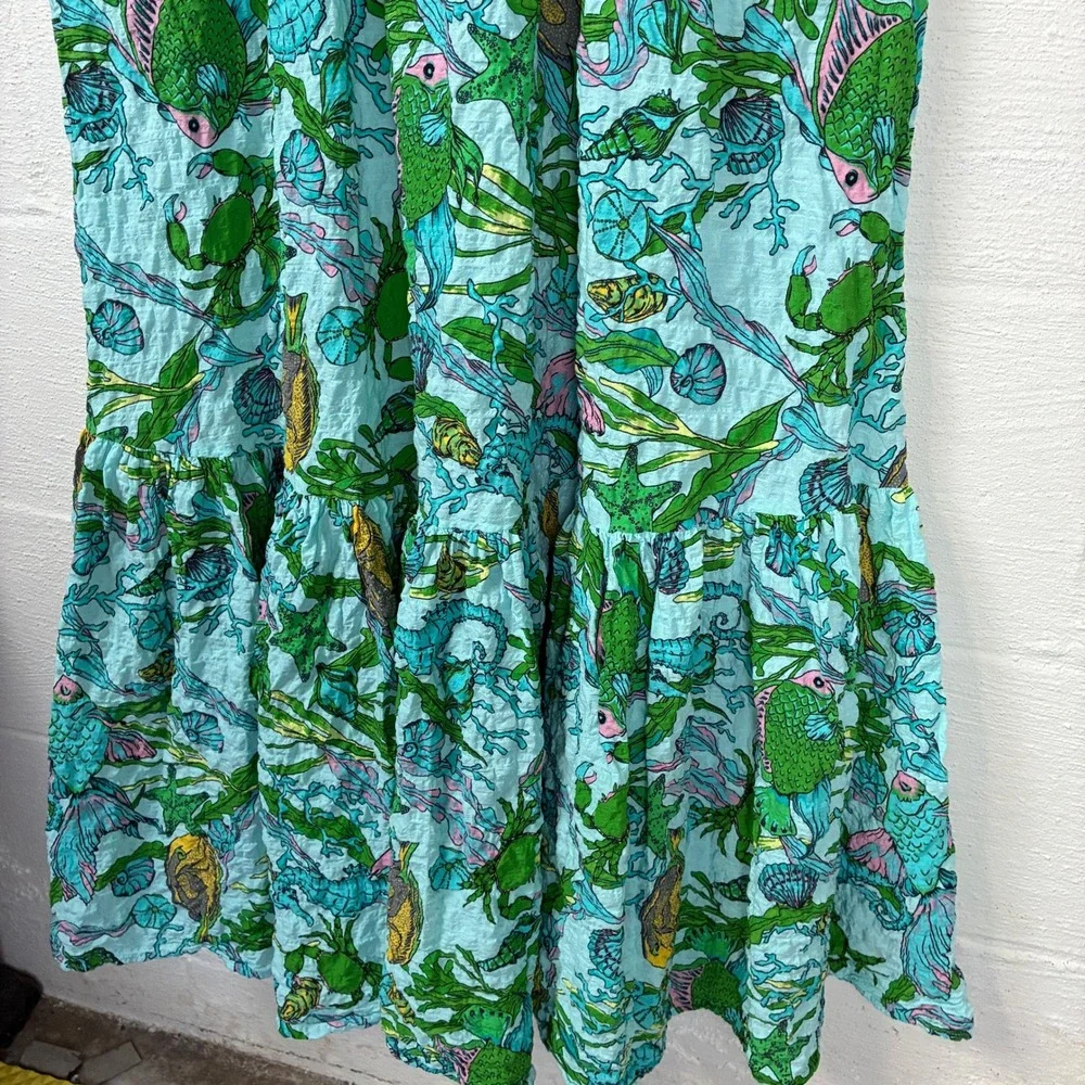 Kate Spade Womens Under the Sea Fish Print Maxi Dress Size S Resortwear Beach